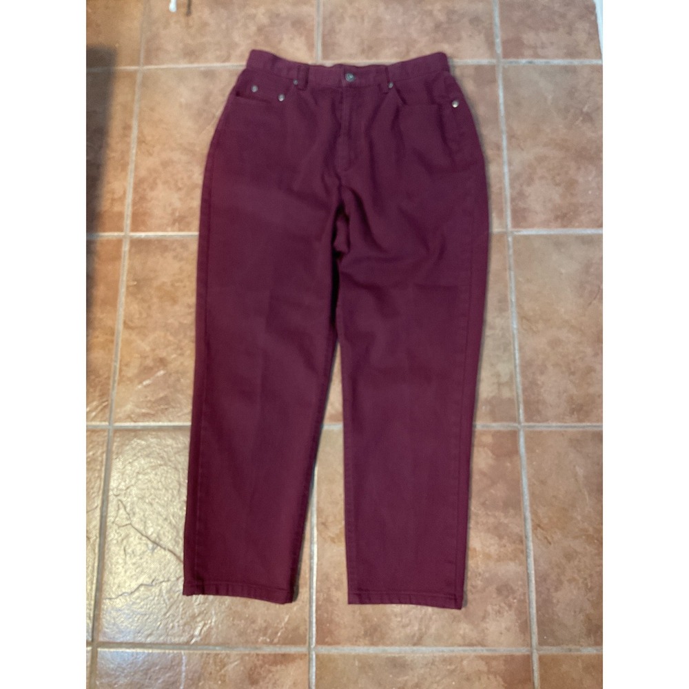 Liz Claiborne Lizwear Jeans Womens 12 Burgundy Excellent Classic Fit Stretch